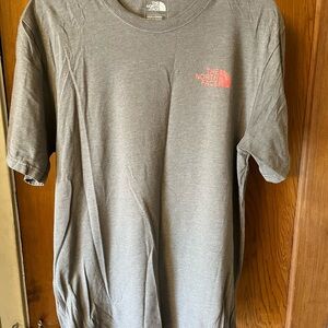 The North Face Gray T-Shirt with Red Logo size large